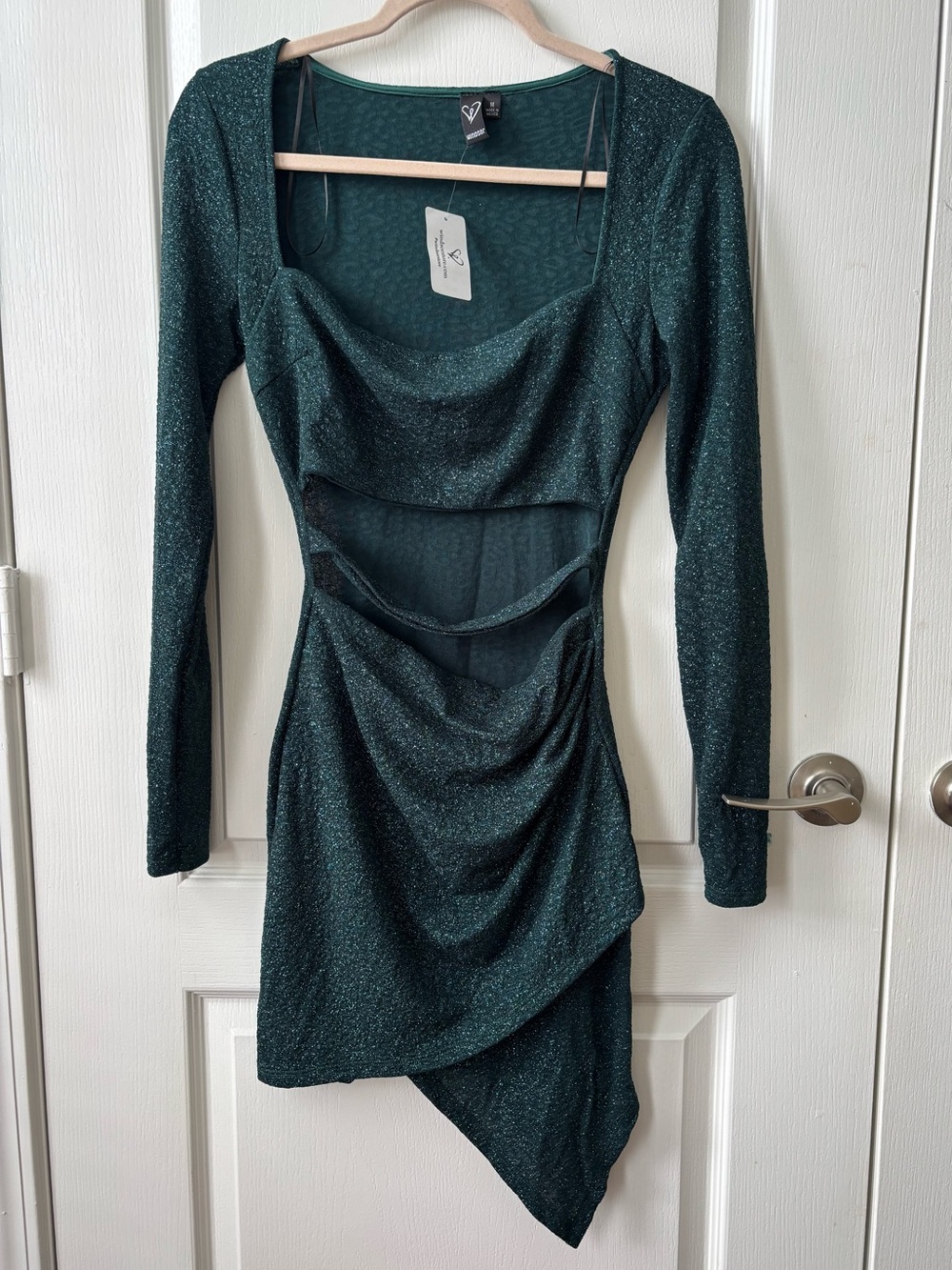 NEW! Windsor Sparkle Cutout Mini Dress in Emerald
